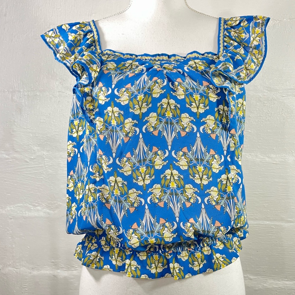 MAX STUDIO FLORAL RUFFLE TOP NEW WITH TAG